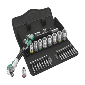Wera 29 Pcs 8100 SB 6 Zyklop Speed Ratchet Set 3/8" Drive Metric, 05004046001