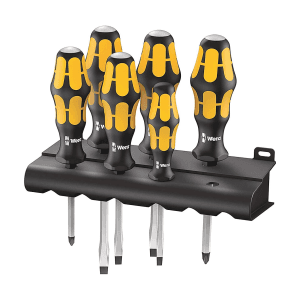 Wera 932 / 6 Pcs Screwdriver Set Kraftform Chisel Driver & Rack, 05018282001