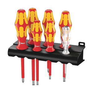 Wera 160 i / 7 Pcs Rack Screwdriver Set Kraftform Plus Series 100 Voltage Tester & Rack, 05006147001