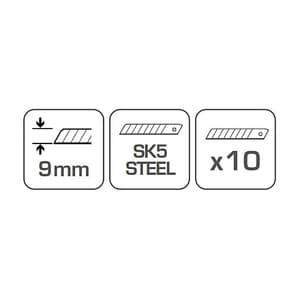 Hogert 9 mm Snap-off blades For Retractable Knives (Pack of 10 Pcs), HT4C661