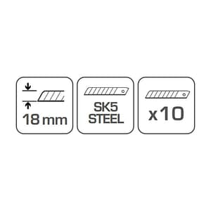 Hogert 18 mm Snap-off blades For Retractable Knives (Pack of 10 Pcs), HT4C662