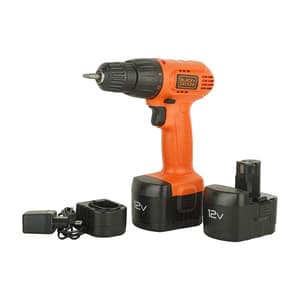 Black+Decker 12V / 10mm Ni-Cd Cordless Variable Speed Drill (with 2 Pcs Batteries), CD121B2-IN