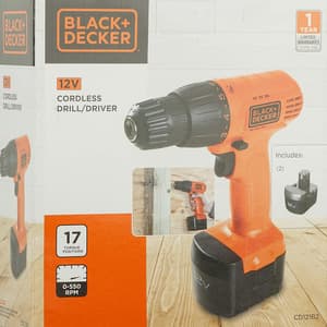 Black+Decker 12V / 10mm Ni-Cd Cordless Variable Speed Drill (with 2 Pcs Batteries), CD121B2-IN