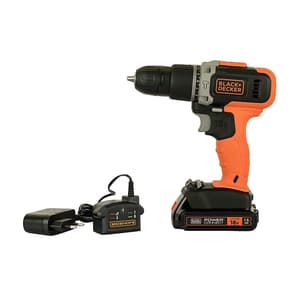 Black+Decker 18V / 10mm Cordless Speed Drill Machine Driver With 1x1.5Ah Li-ion Battery, BCD001C1-QW