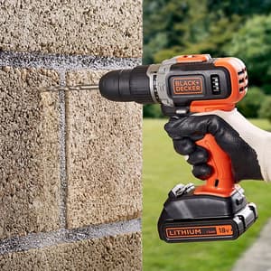 Black+Decker 18V / 10mm Cordless Speed Drill Machine Driver With 1x1.5Ah Li-ion Battery, BCD001C1-QW