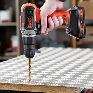 Black+Decker 18V / 10mm Cordless Speed Drill Machine Driver With 1x1.5Ah Li-ion Battery, BCD001C1-QW