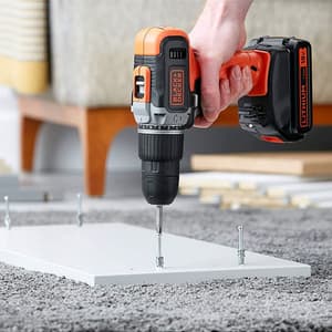 Black+Decker 18V / 10mm Cordless Speed Drill Machine Driver With 1x1.5Ah Li-ion Battery, BCD001C1-QW