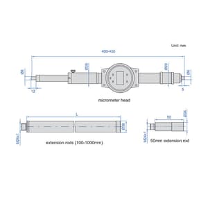 Insize 400 - 2000 mm Carbon Fiber Bore Gauge, 3522-2000