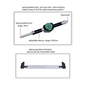 Insize 400 - 2000 mm Carbon Fiber Bore Gauge, 3522-2000