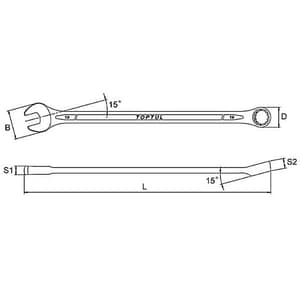 Toptul 18 mm 15° Offset Extra Long Combination Wrench (Satin Chrome Finished), AAEL1818