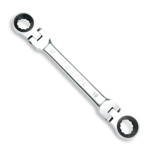 Toptul 16 x 18 mm Flexible Double Ring Ratchet Wrench (72 Teeth Ratchet Mechanism), AOAE1618