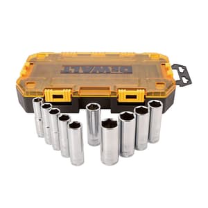 Dewalt 10 Pcs 1/2 Inch Sq. Drive Deep Socket Set In Toughbox, DWMT73815-0