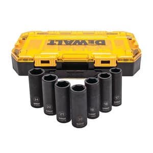 Dewalt 7 Pcs 1/2 Inch Sq. Drive 6 Pt Deep Impact Socket Set In Toughbox, DWMT74737-0