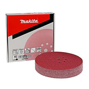 Makita 225 mm / 80 Grit Abrasive Paper Disc - 9 Holes (Pack of 25 Pcs), B-68395