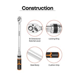Groz 20.3 - 142.4 nm Torque Wrench With Cushion Grip (3/8 Inch Sq. Drive), TQ/20/3-8/140