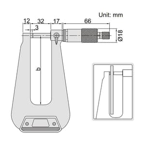 Insize 0 - 25 mm Sheet Metal Micrometer (Type C), 3239-253S