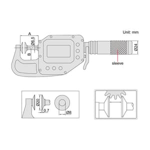 Insize 0 - 25 mm Wireless High Precision Digital Disk Snap Gauge, 3353-25AWL