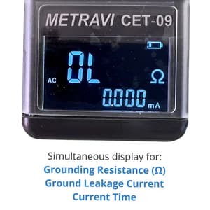 Metravi 4 Digits / 0.01Ohm - 1500Ohm Resistance Range Clamp On Ground Resistance Tester With Long Elliptical Jaw, CET-09