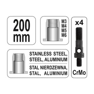 Yato M3 - M6 mm Hand Riveter Nut, YT-36140