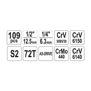 Yato 109 Pcs Sq. Drive Tool Set, YT-38891