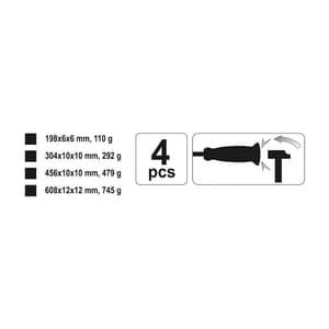 Yato 4 Pcs Go Through Pry Bar Chisels, YT-4730