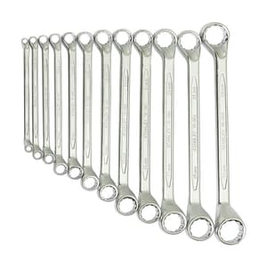 Stanley 12 Pcs, Chrome Matte Finish Shallow Offset BI-HX Ring Spanner Set, 70-395E