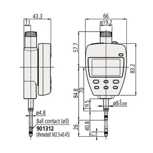 Mitutoyo 0 - 25 mm Digital Indicator ID-F, BS AC-Adapter, 543-551E