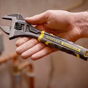 Stanley 250 mm / 10 inch Fatmax Bi-Material Quick Adjustable Wrench (Black Phosphate Finish), FMHT13127-0