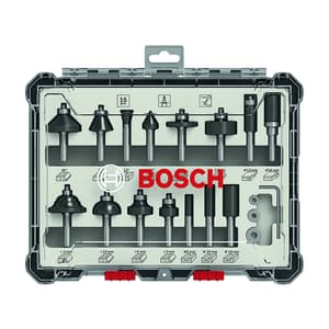 Bosch 8 mm shank Mixed Router Bit Set (Pack of 15 Pcs), 2 607 017 472