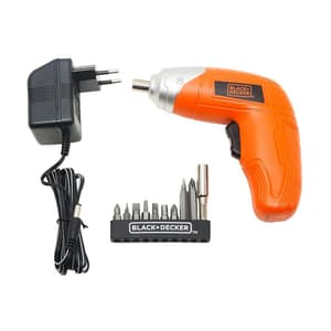 Black+Decker 3.6V Cordless Ni-Cd Screwdriver With 10 Pcs Bit Sets, KC3610-IN