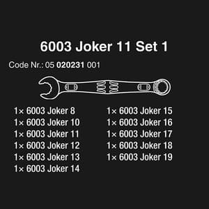 Wera 6003 Joker 11 Set 1 Combination Wrench, 05020231001