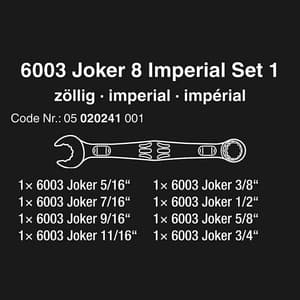 Wera 6003 Joker 8 Imperial Set 1 Combination Wrench Set Imperial, 05020241001