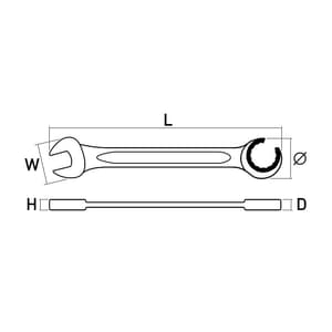 Hogert 17 mm Semi-Open Ratcheting Wrench, HT1R073