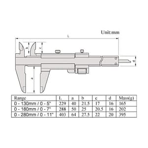Mitutoyo 130 mm / 5 inch Vernier Caliper With Fine Adjustment, 532-119