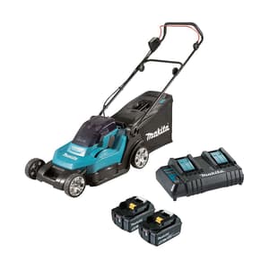 Makita 18V X2 (36V) LXT Li-ion 43 cm Cordless Lawn Mower with Rapid Charger & 2 Pcs 5.0Ah Batteries, DLM432CT2