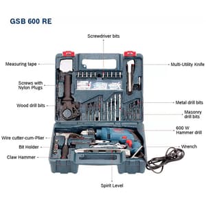 Bosch 13mm 600W Professional Heavy Duty Impact Drill, GSB 600 RE KIT