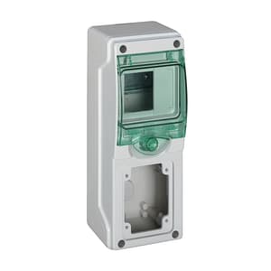 Schneider Electric 4 Module x 1 Vertical Opening Mini Enclosure Suitable To Mount Modular Devices And PratiKa 16A Socket (Weather Proof), 13175