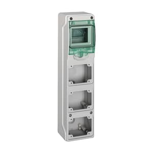 Schneider Electric 4 Module x 3 Horizontal Opening Mini Enclosure Suitable To Mount Modular Devices And PratiKa 16A Socket (Weather Proof), 13177