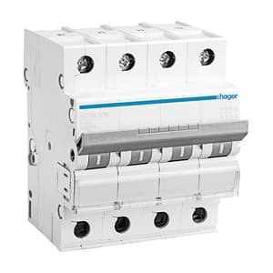 Hager Novello+ 32 Amp / 10 kA Miniature Circuit Breakers - (4 Pole & C Curve), NCN432N