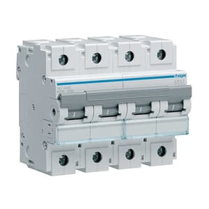 Hager Novello+ 100 Amp / 10 kA Miniature Circuit Breakers - (4 Pole & C Curve), HLF490S
