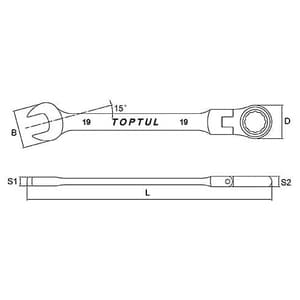 Toptul 11 mm Flexible Ratchet Combination Wrench (72 Teeth Ratchet Mechanism), AOAD1111