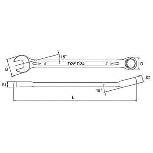 Toptul 1-1/16 Inch 15° Offset Long Combination Wrench (Satin Chrome Finished), ACEA3434