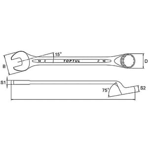 Toptul 30 mm 75° Offset Standard Combination Wrench (Satin Chrome Finished), AAEN3030