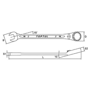 Toptul 24 mm Pro - Series Reversible Ratchet Combination Wrench (72 Teeth Ratchet Mechanism), ABAF2424