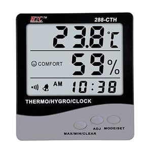 HTC -50°C to 70°C Thermometer with Clock & Large 3 Line LCD Display, 288-CTH