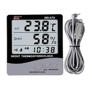 HTC -50°C to 70°C Indoor - Outdoor Hygro Thermometer with Clock & Large 3 Line LCD Display, 288-ATH