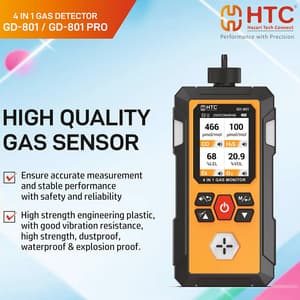 HTC 4 in 1 Gas Detector with Noozle (CO/H2S/Ex/O2), GD-801 PRO
