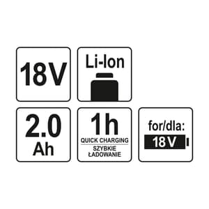 Yato 18V / 2.0 Ah Li-ion Battery Pack, YT-82842
