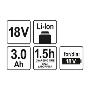 Yato 18V / 3.0 Ah Li-ion Battery Pack, YT-82843