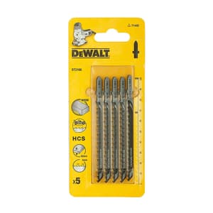 Dewalt 100 x 68 mm High Speed Steel Jigsaw Blades For Wood (T144D) (Pack of 5 Pcs), DT2166-QZ